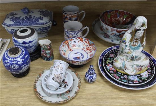 A quantity of Oriental ceramics (a.f.), figure height 25cm